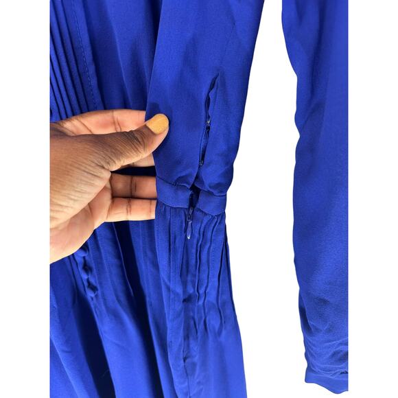 Diane Von Furstenberg Blue Silk Tawney Business Career Long Sleeve Dress Size 8 - Picture 5 of 11